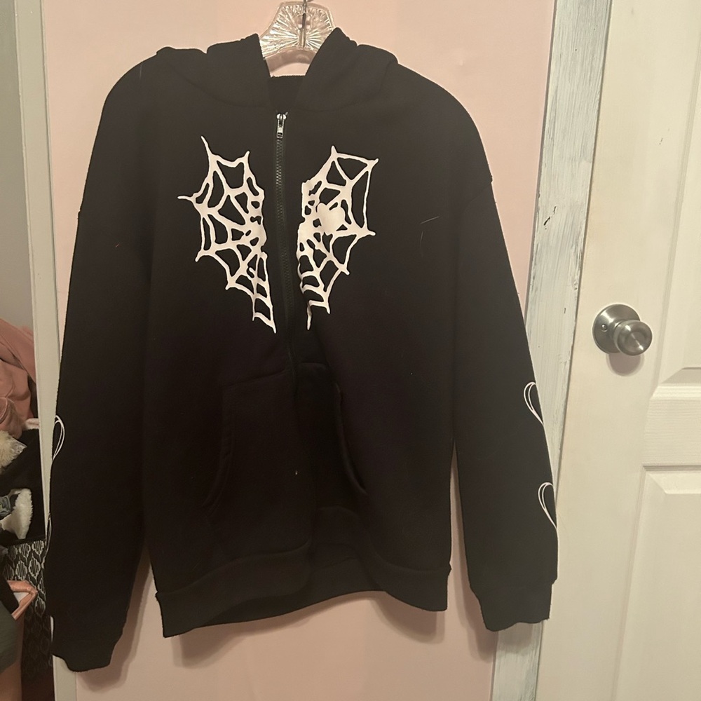Black Spider Web Kids Hoodie